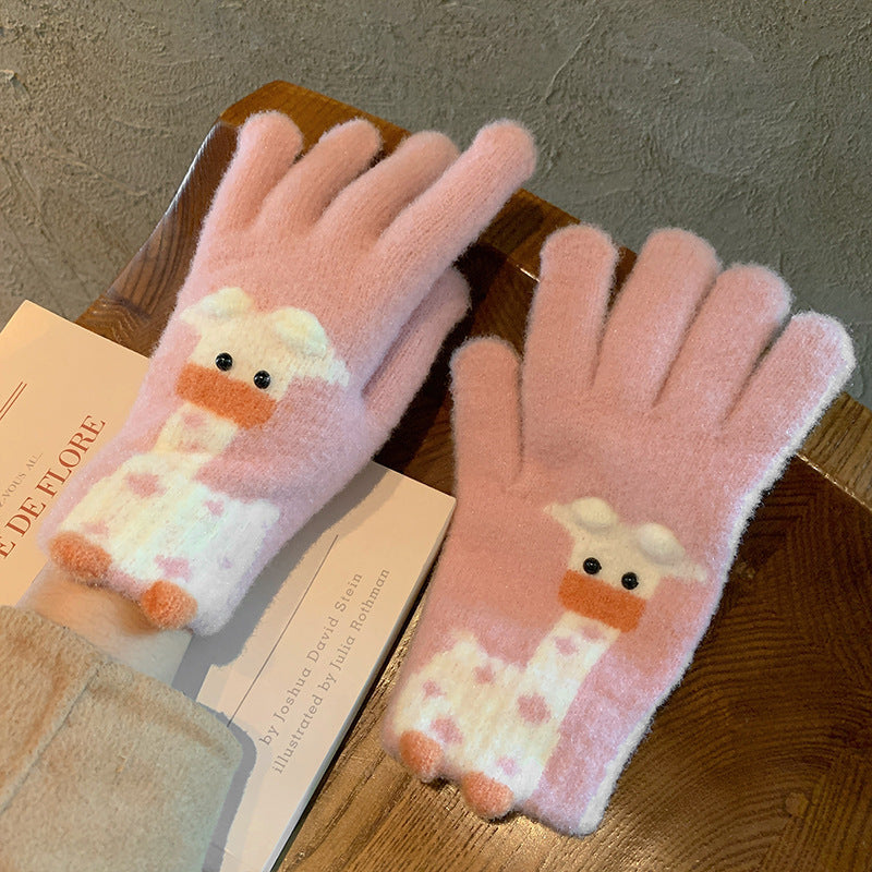 Winter Fingerless Knitted Gloves Touchscreen Warm Windproof