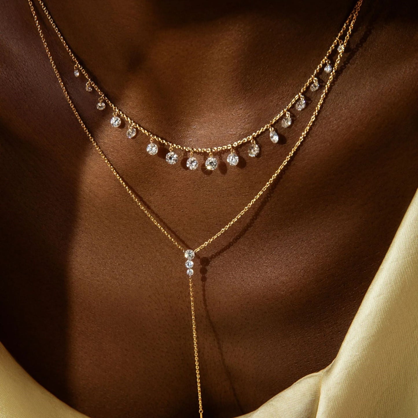 Gradient Water Drop Rhinestone Necklace Set For Women