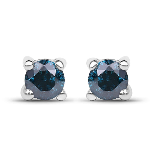 0,21 Karat Echte Blaue Diamant Ohrringe aus 925 Sterling Silber