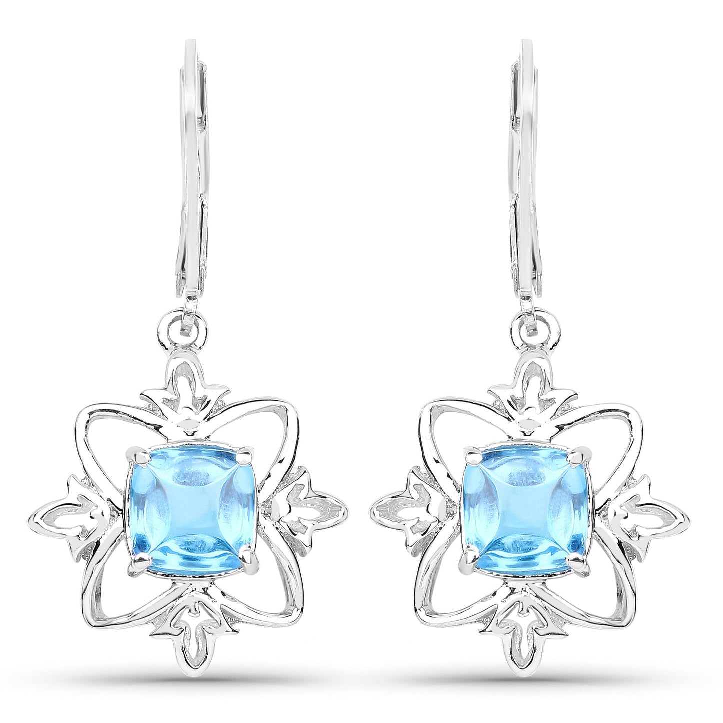 5.30 Karat echter Schweizer Blautopas .925 Sterling Silber Ohrringe