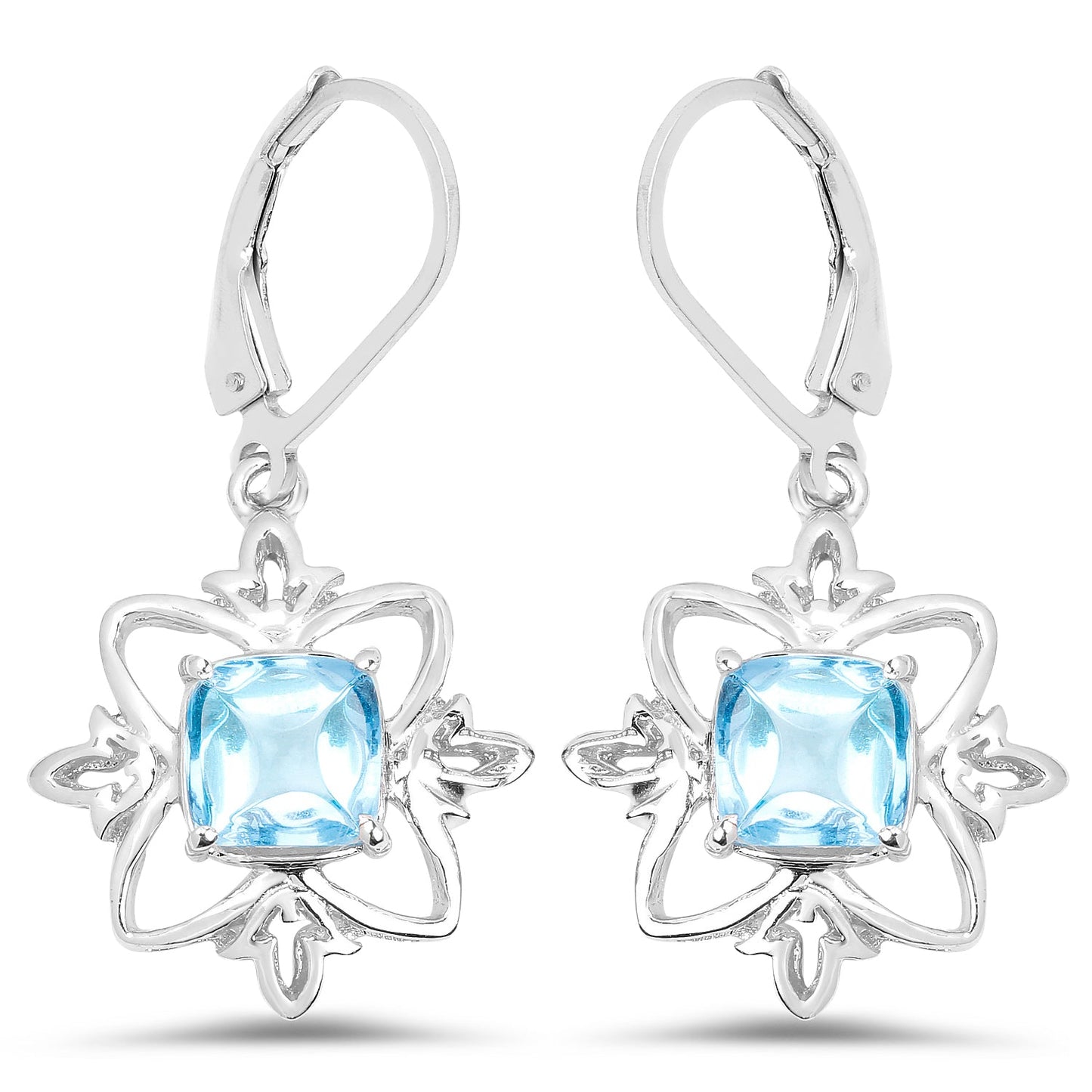 5.30 Karat echter Schweizer Blautopas .925 Sterling Silber Ohrringe