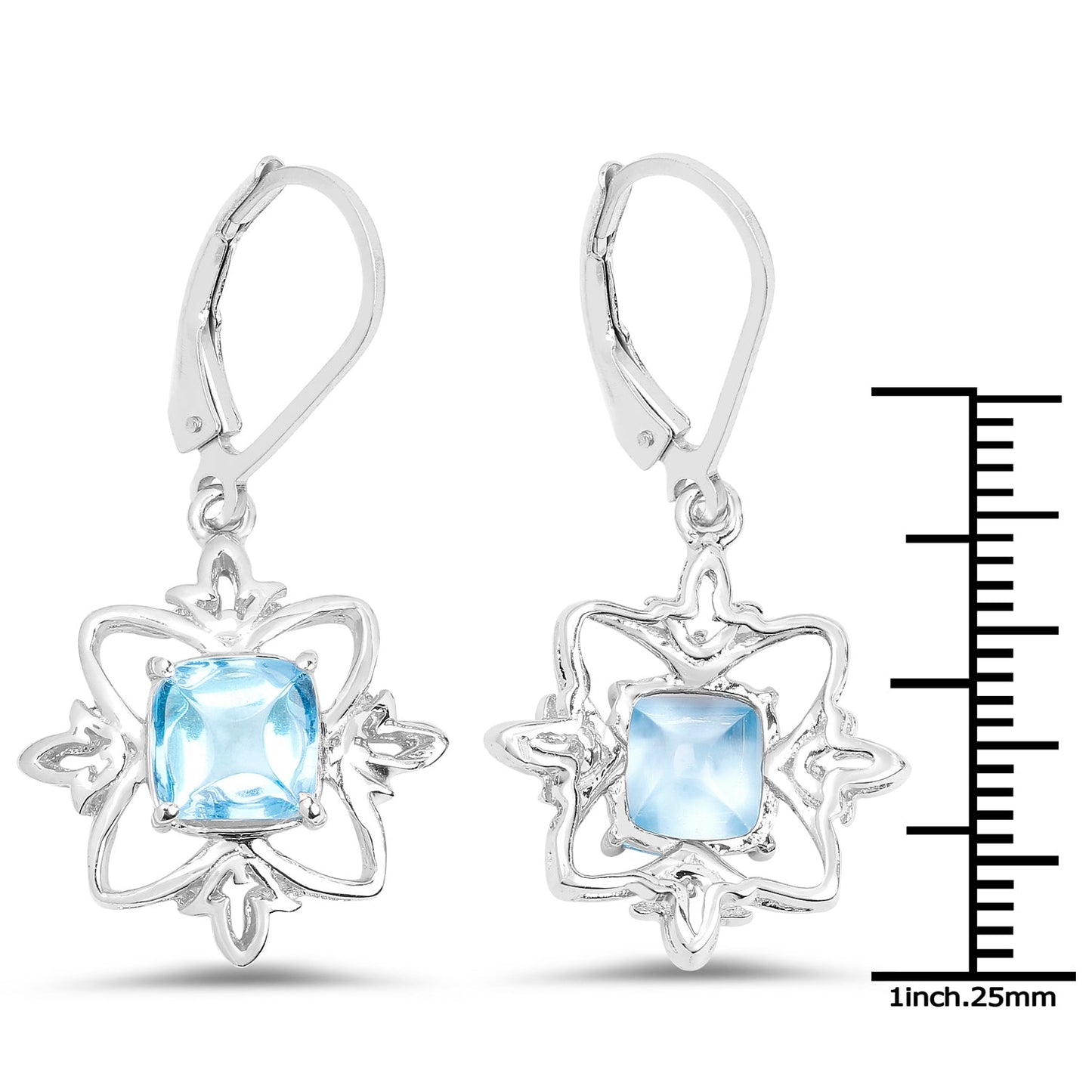 5.30 Karat echter Schweizer Blautopas .925 Sterling Silber Ohrringe
