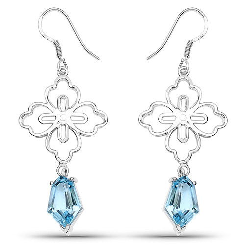 12,82 Karat echter schweizerblauer Topas, Ohrringe aus 925er Sterlingsilber