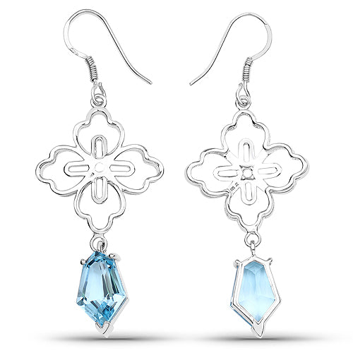 12,82 Karat echter schweizerblauer Topas, Ohrringe aus 925er Sterlingsilber