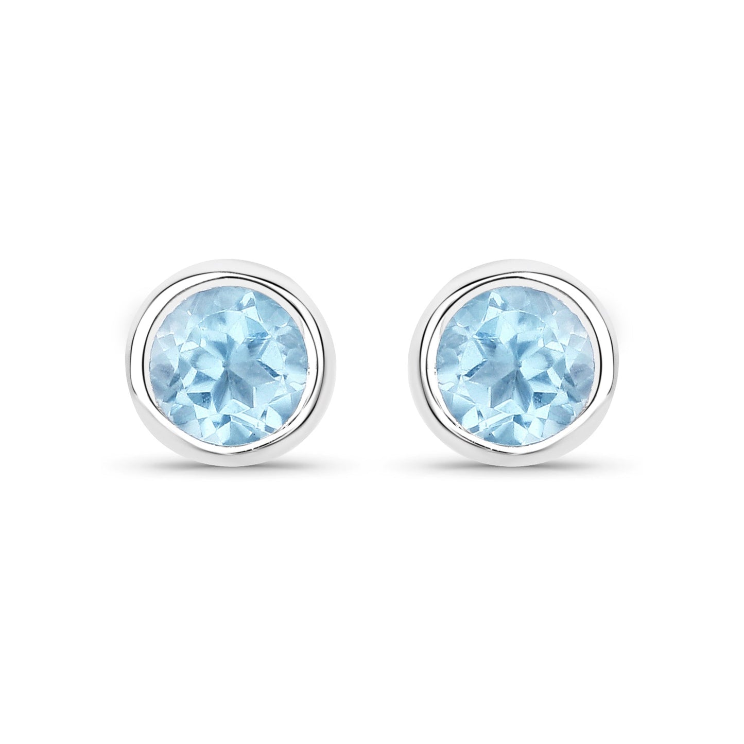 1.20 ct Genuine Blue Topaz .925 Sterling Silver Earrings