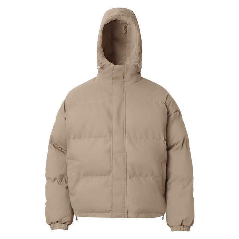 American-style Solid-color Hooded Cotton Jacket