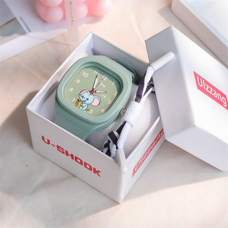Cute Silicone Trendy Luminous Sports Student Square Good-looking Watch