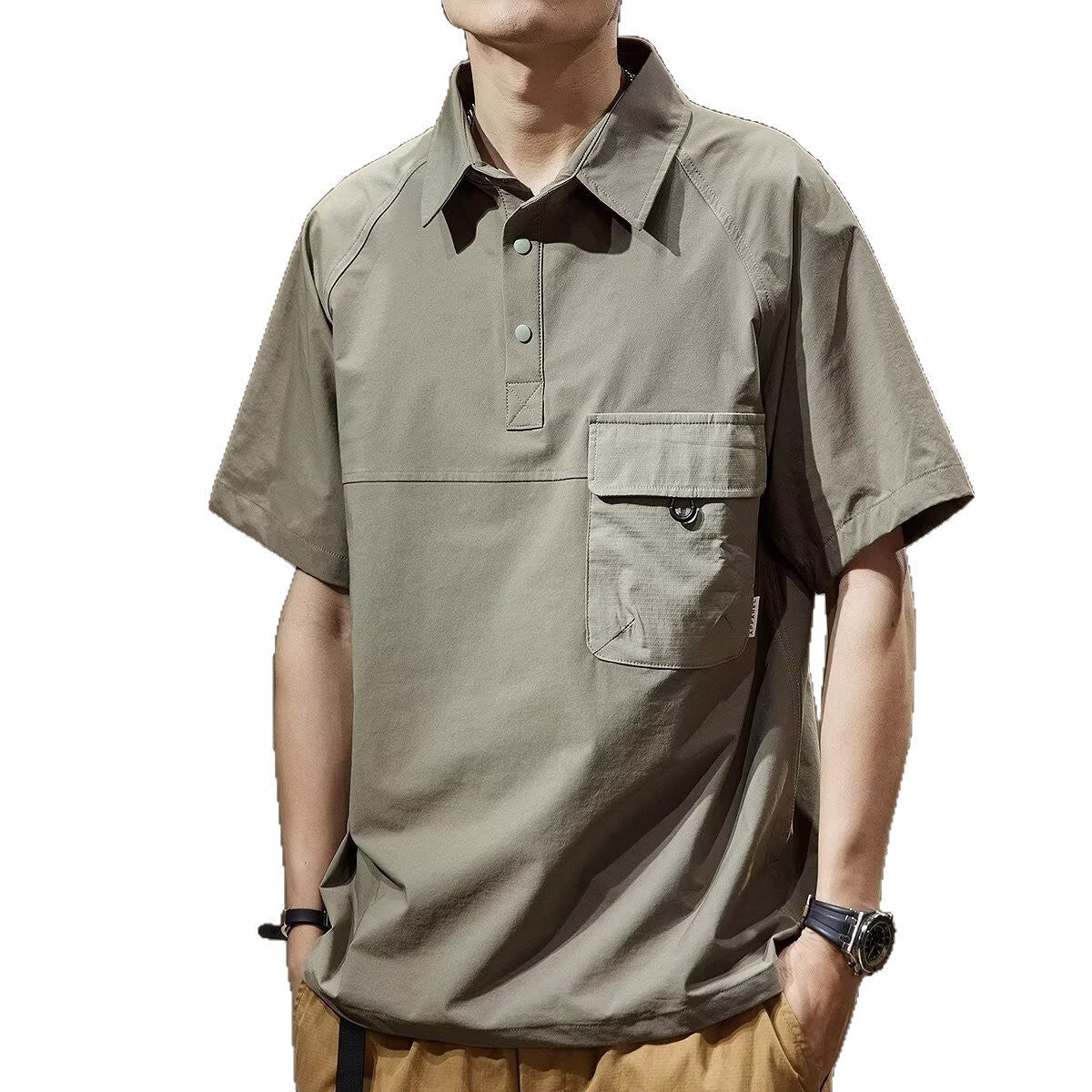 Mens Summer Retro Lapel Trendy T-Shirt