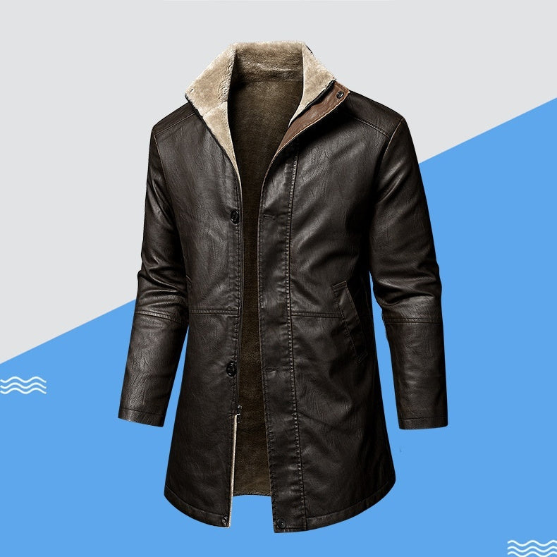 Men's Leather Extended Plus Size Men's PU Leather Coat