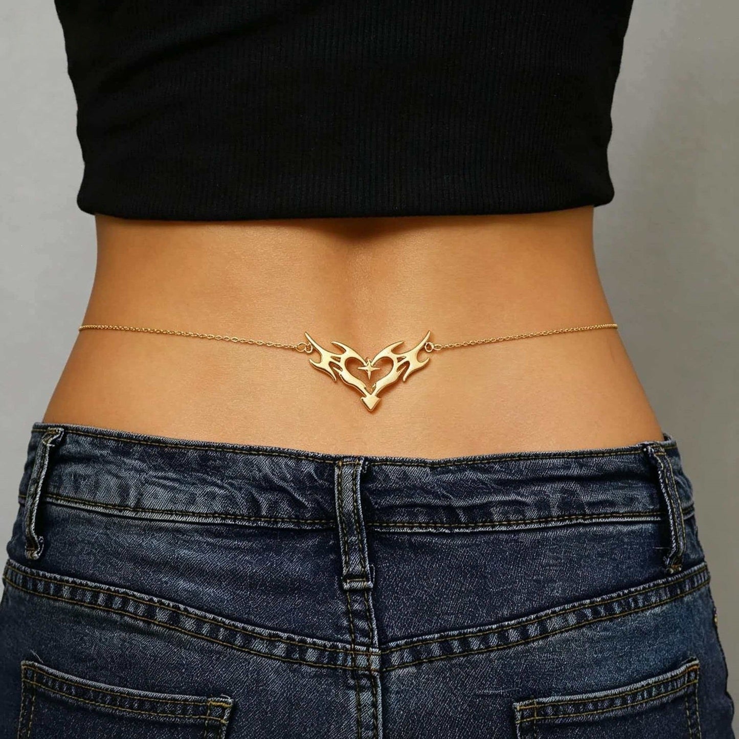 Elegant And Sexy Zircon Heart-Shape Wing Waist Chain