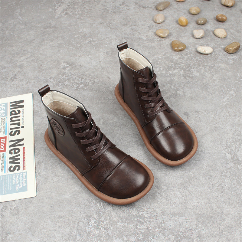 Women's Wool-Lined Lace-Up Flat Ankle Boots