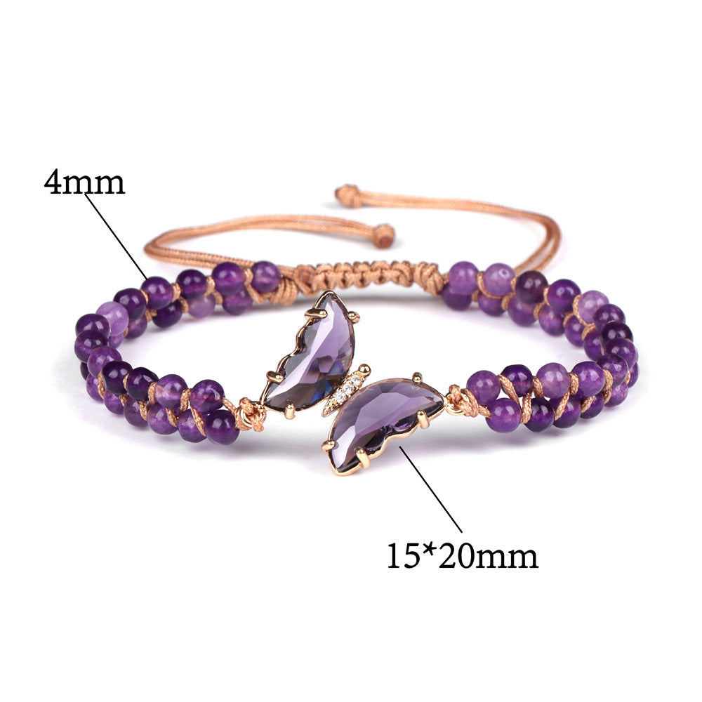 Light Luxury Butterfly Pendant Woven Bracelet