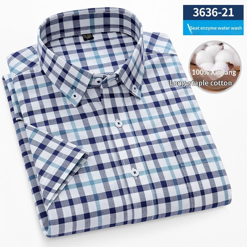 Mens Short-Sleeve Pure Cotton Oxford Shirt