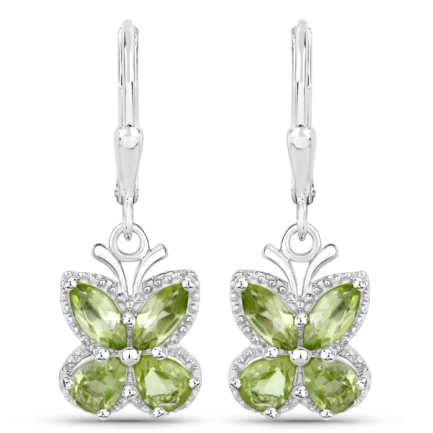 Boucles d'oreilles en péridot véritable 2,28 carats en argent sterling 925