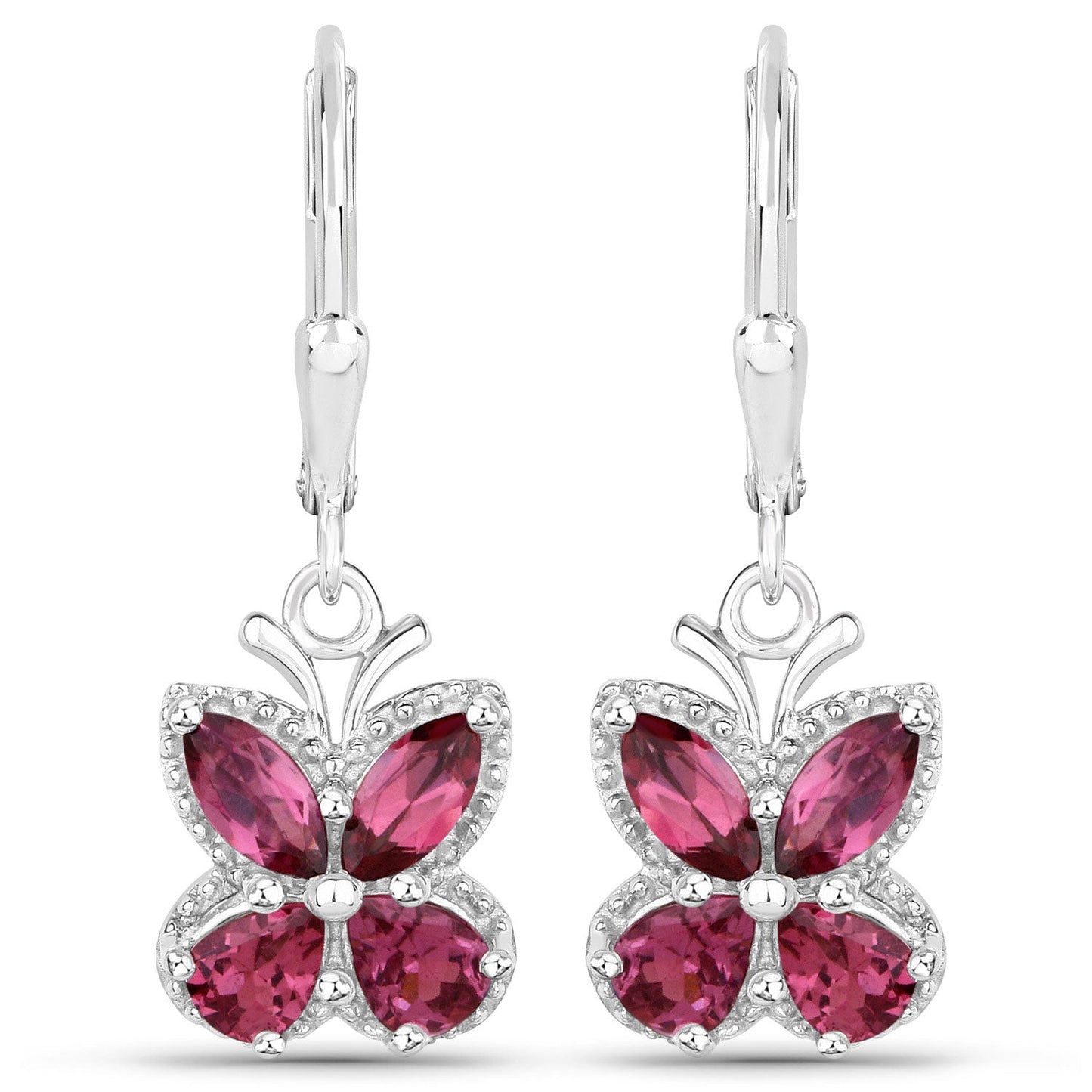 2,52 Karat Echter Rhodolith-Granat .925 Sterling Silber Ohrringe