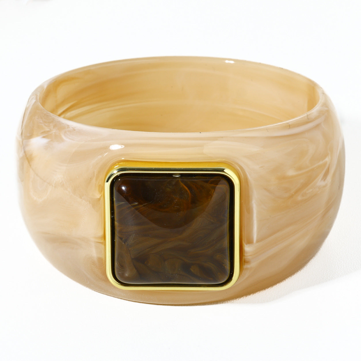 Retro Ombre Gold-Edged Square Resin Bracelet