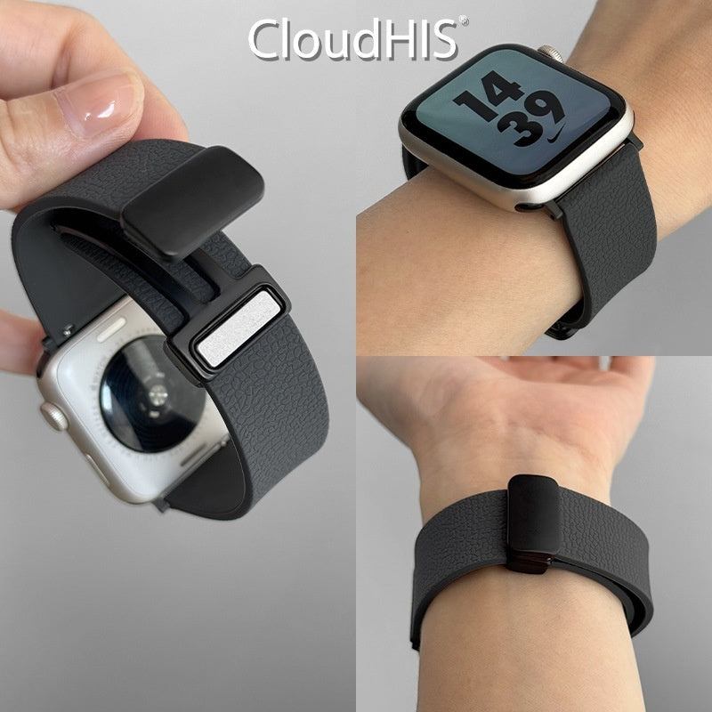 Lychee-pattern Silicone Magnetic Sports Watch Strap