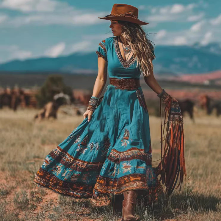 Stylish Trendy Retro Western-style Womens Dress