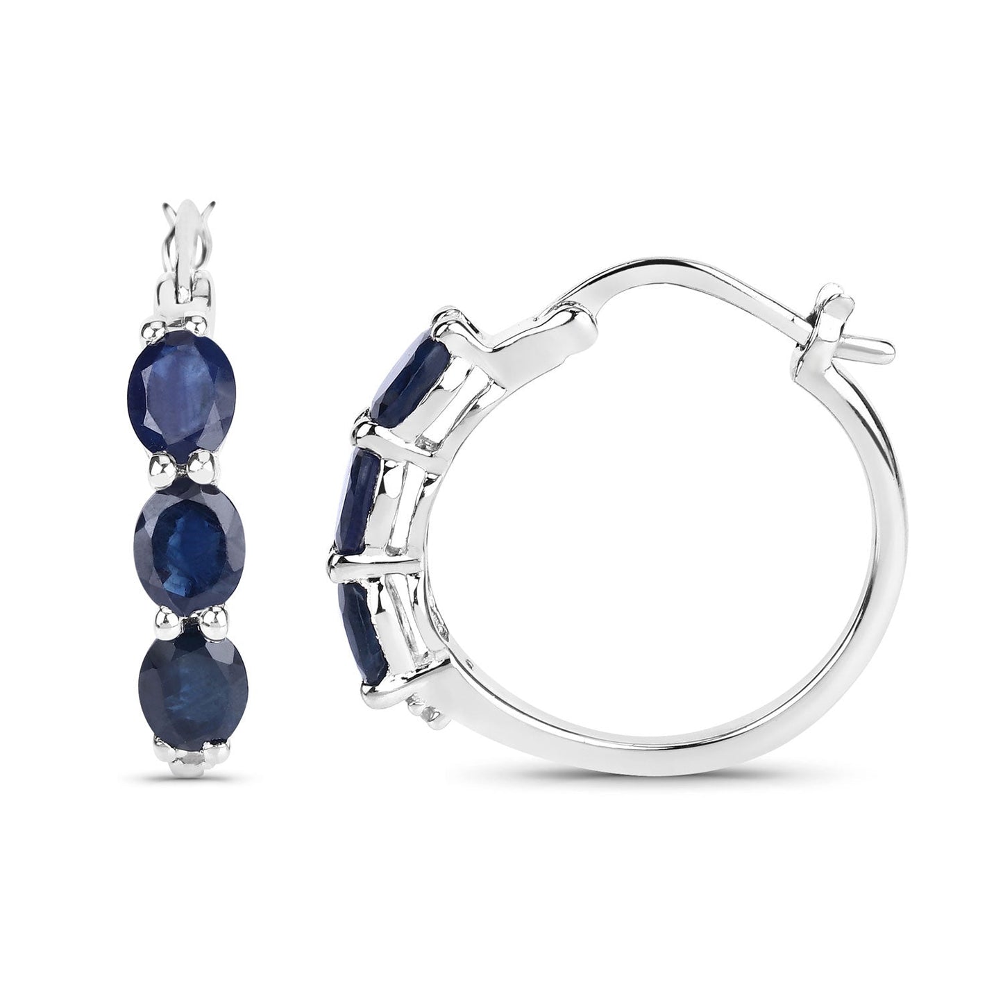 2,05 Karat echte blaue Saphir- und weiße Diamantohrringe aus 925er Sterlingsilber