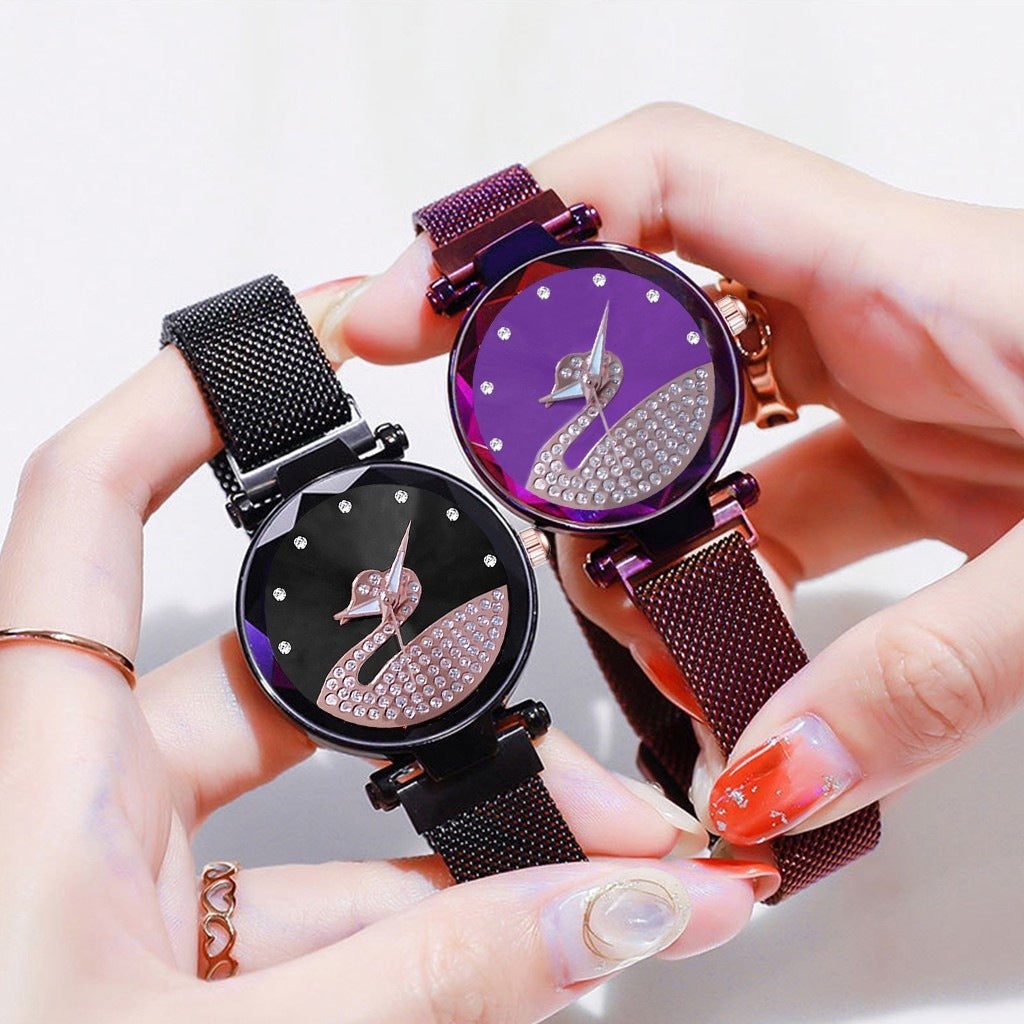Starry Sky Womens Watch Lazy Little Swan Ladies Timepiece