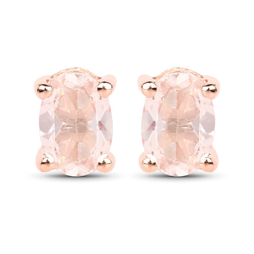 18K Rosévergoldete 0.80 Karat Echte Morganit .925 Sterling Silber Ohrringe