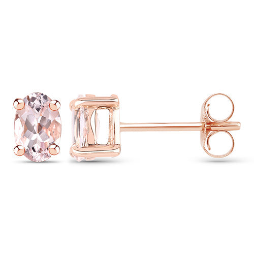 18K Rosévergoldete 0.80 Karat Echte Morganit .925 Sterling Silber Ohrringe