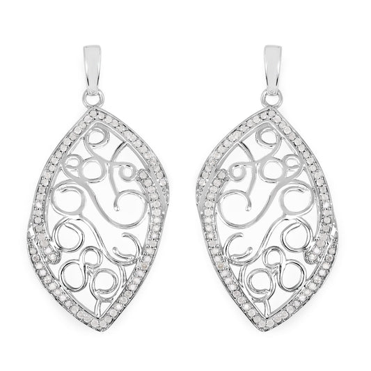 0,73 Karat Echte Weiße Diamant .925 Sterling Silber Ohrringe