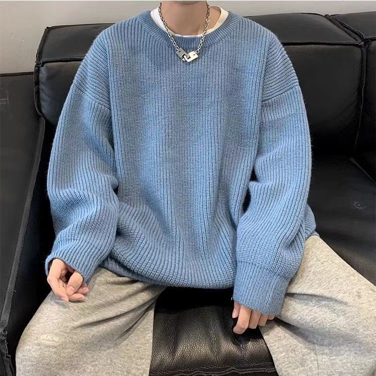 Solid-color Crew-neck Sweater For Men And Women