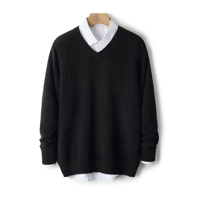 V-neck Cashmere Sweater Loose Fit Extra Thick