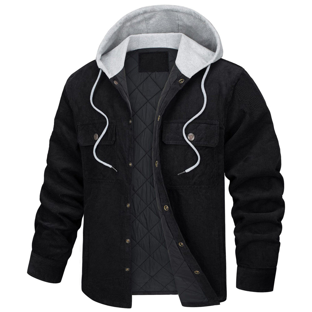 Corduroy Hooded Long Sleeve Cotton
