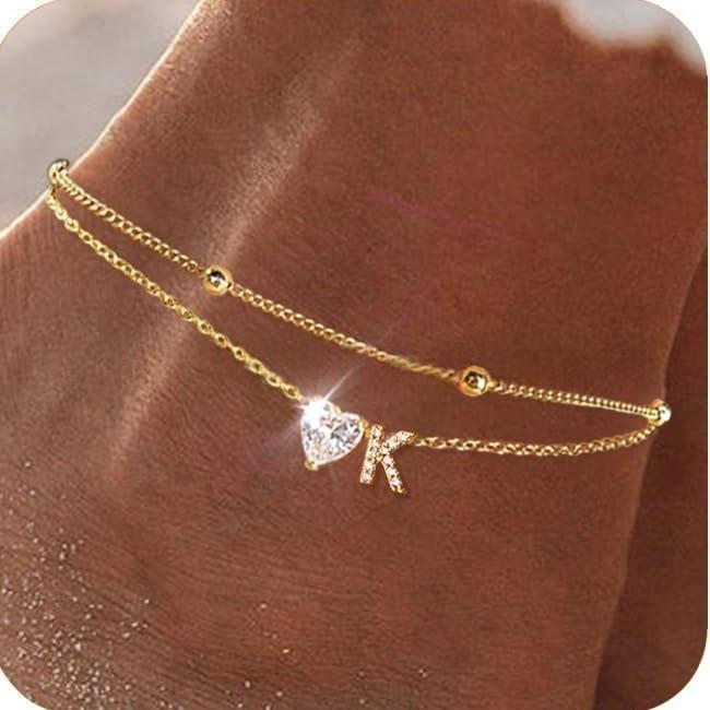 Womens Adjustable Delicate Versatile Double-layer Anklet Set