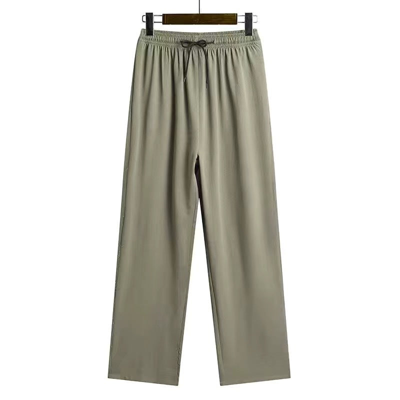 Traditional Chinese Knot Buttons Solid-color Design Trousers