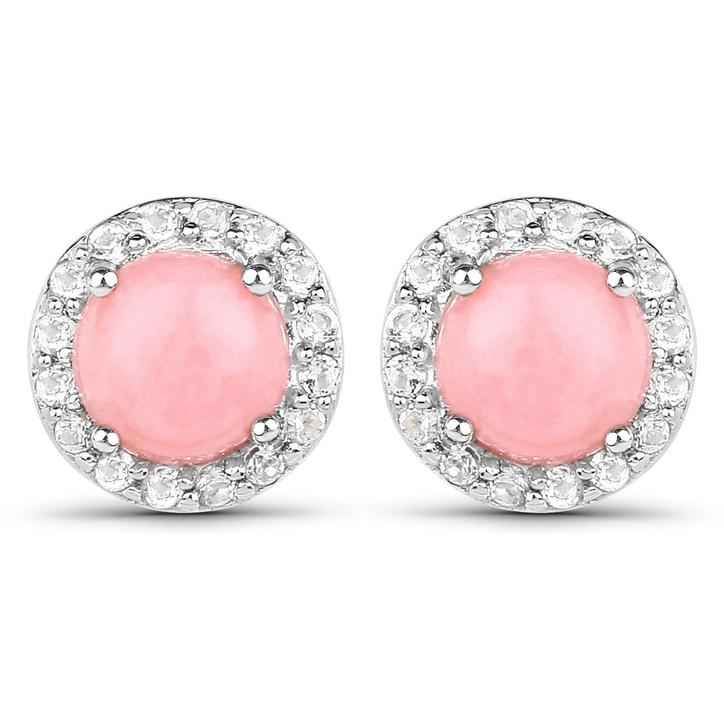 1,36 Karat echte rosa Opale und weiße Topase in 925er Sterlingsilber-Ohrringen