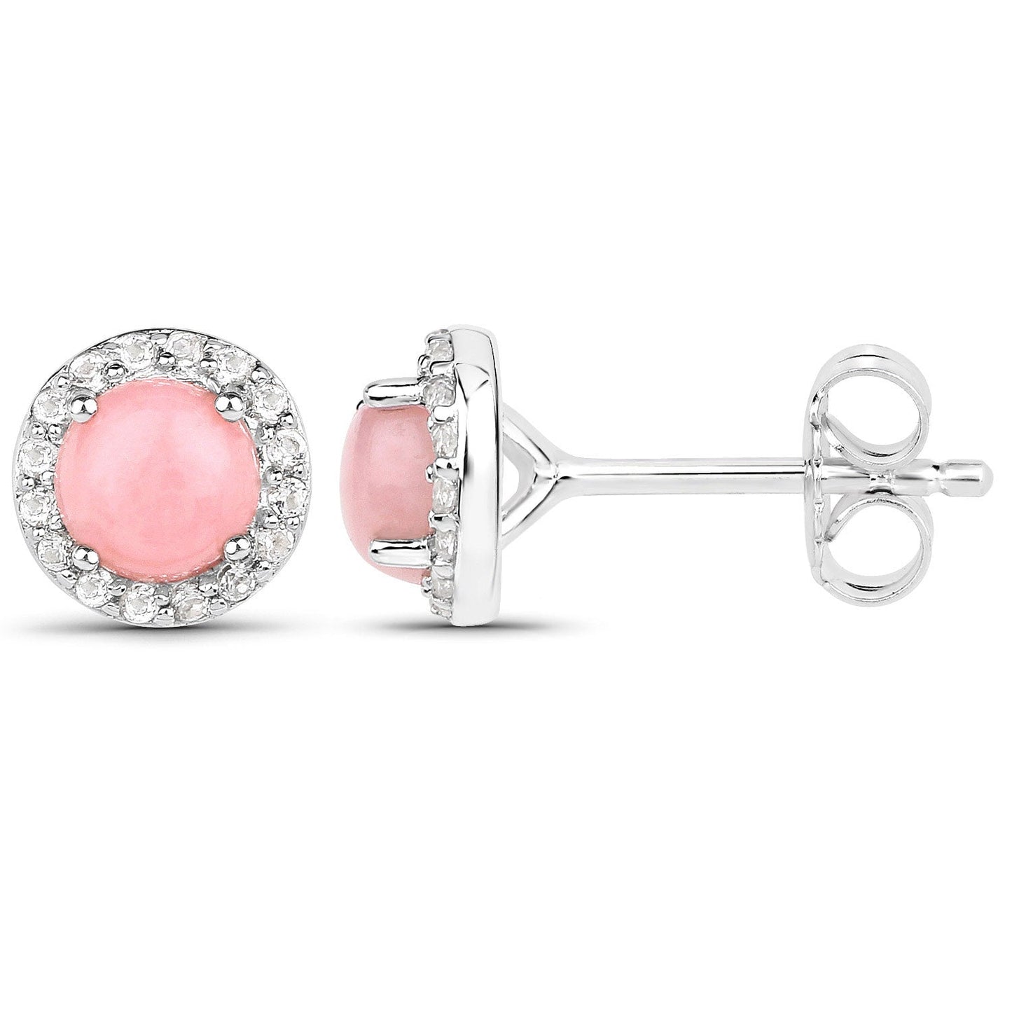1,36 Karat echte rosa Opale und weiße Topase in 925er Sterlingsilber-Ohrringen