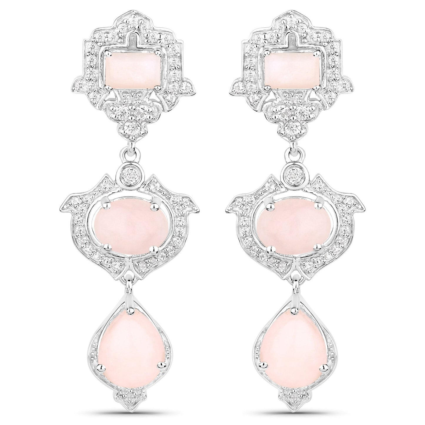 6,97 Karat echter Pinkopal und weißer Topas, Ohrringe aus 925er Sterlingsilber