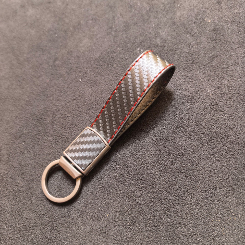Carbon-fiber-pattern Car Keychain Pendant