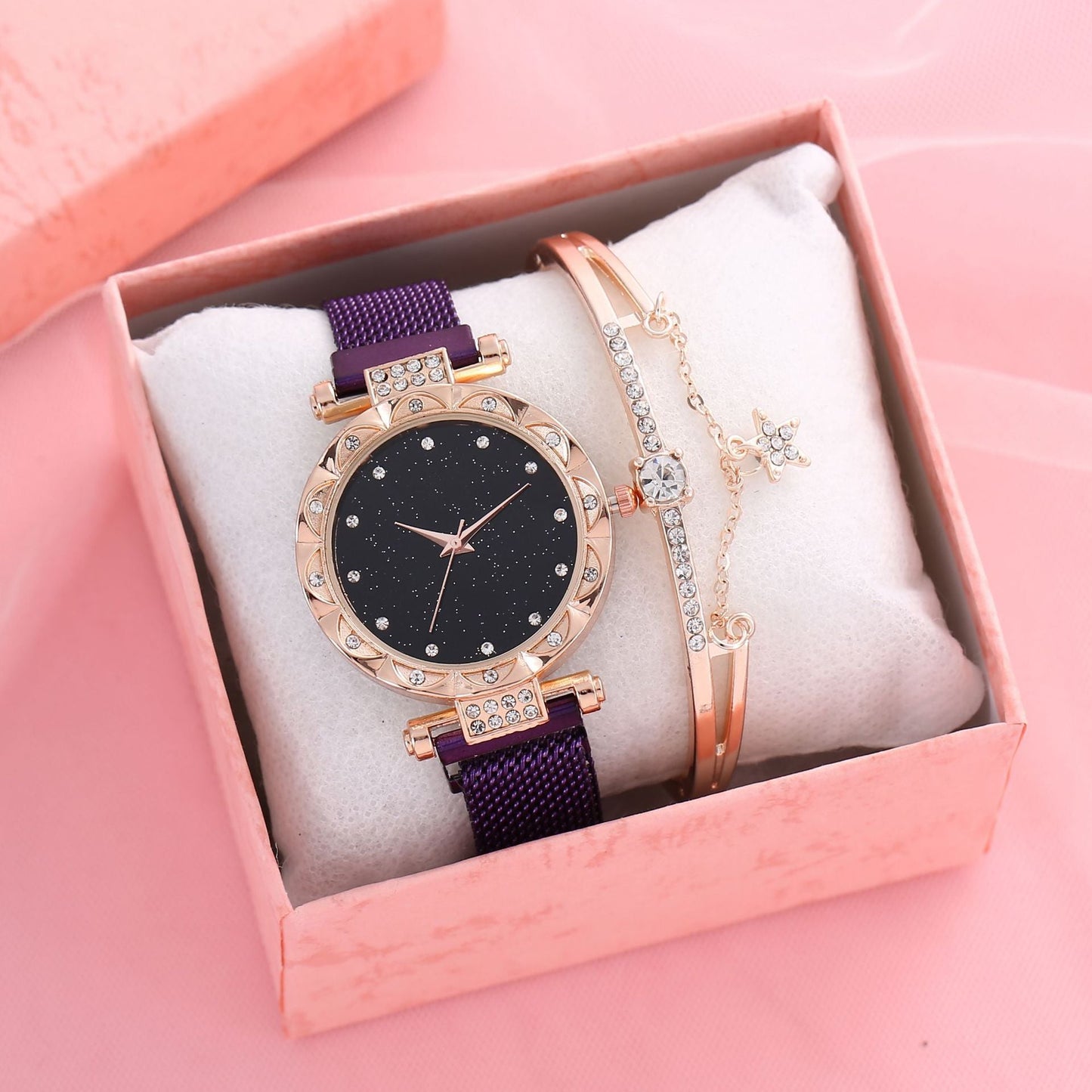 Magnetic Strap Set Womens Quartz Wristwatch
