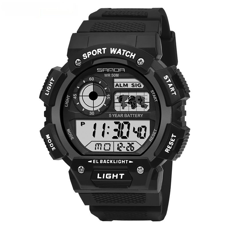 Multifunctional Water-resistant Luminous Single-display Digital Watch For Sports