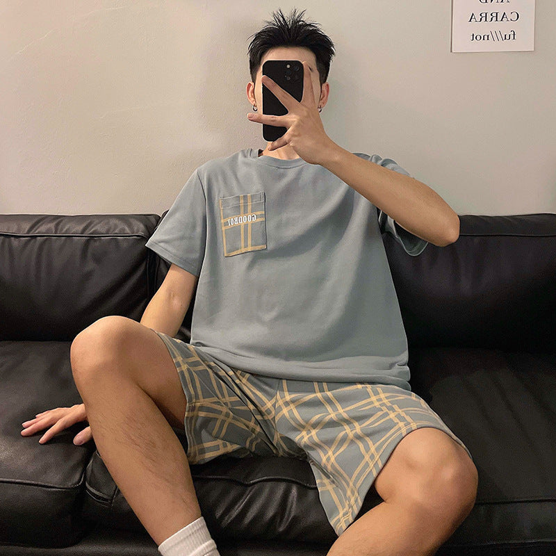 Men's Round Neck Cartoon Loose Homewear Suit