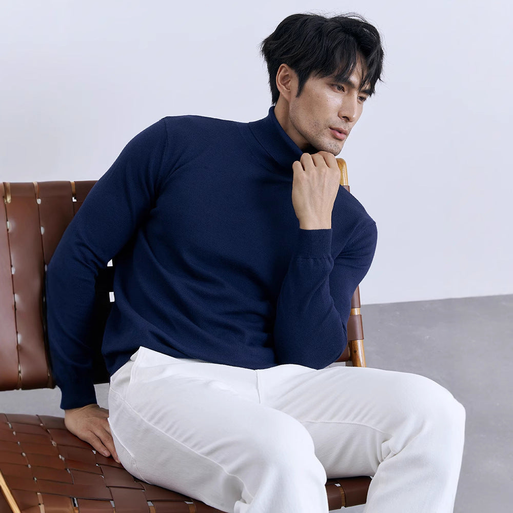 Turn-down Turtleneck Core-spun Knit Sweater For Men Rugged Style