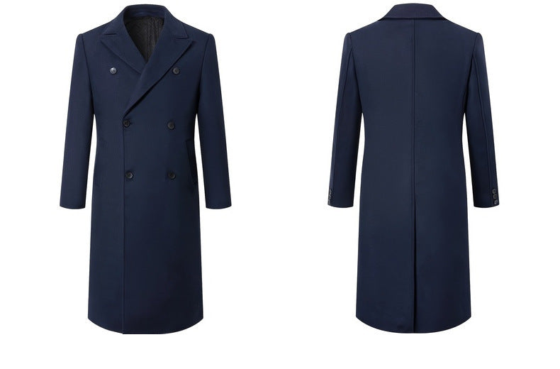 Men's Double-Breasted Slim-Fit Trench Coat
