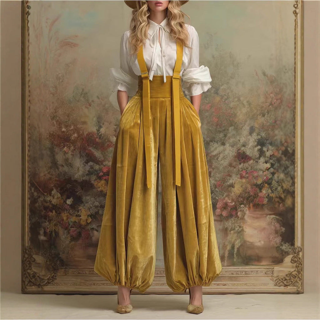 Stylish  Relaxed-fit Velvet Workwear Jumpsuit