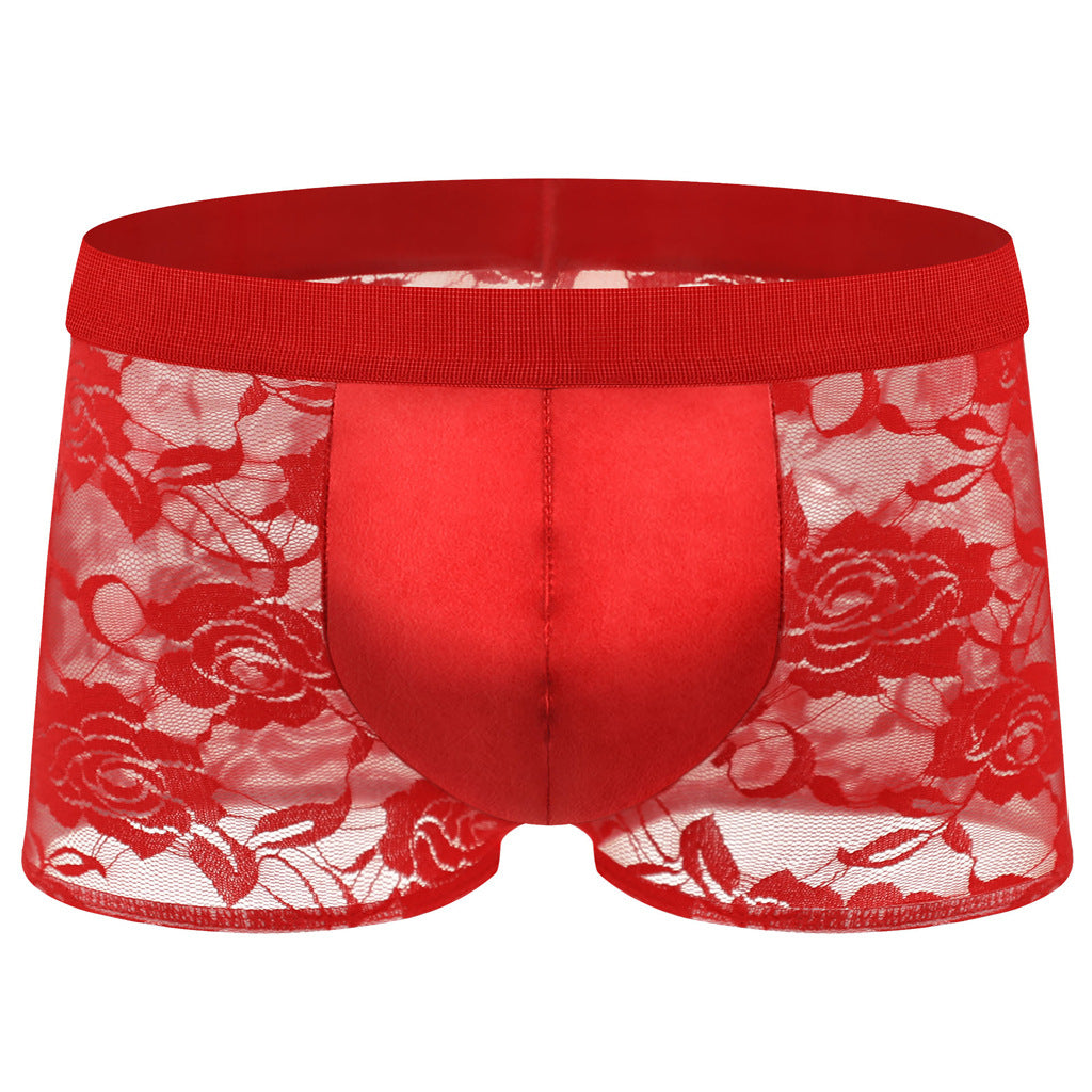 Mid-rise Lace Faux-leather Boxer Briefs