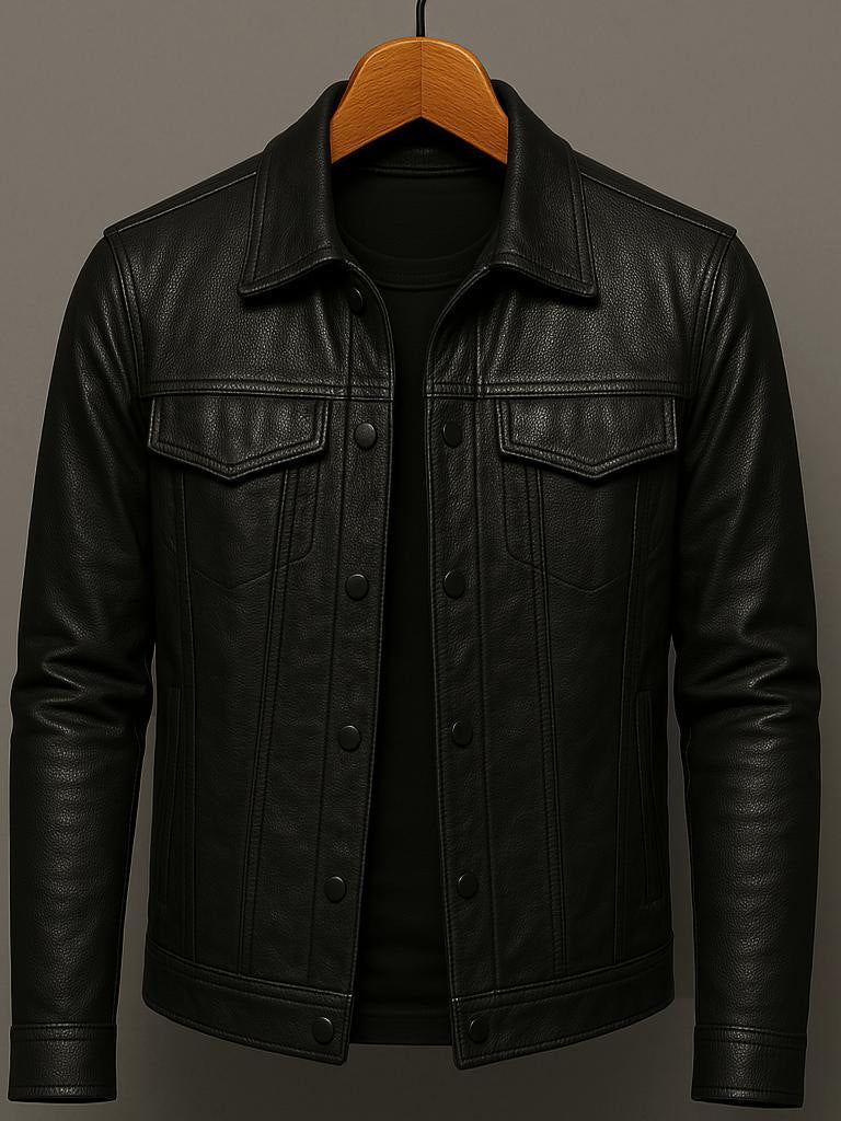 Mens Slim-fit Pilot Jacket With A Lapel Collar