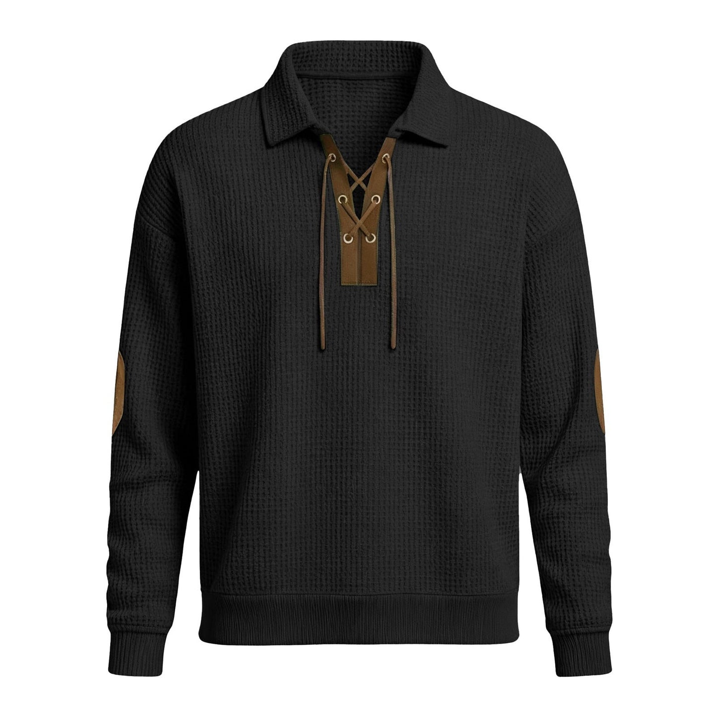 Mens Fashion Solid-Color Long-Sleeve Loose-Fit Sweatshirt