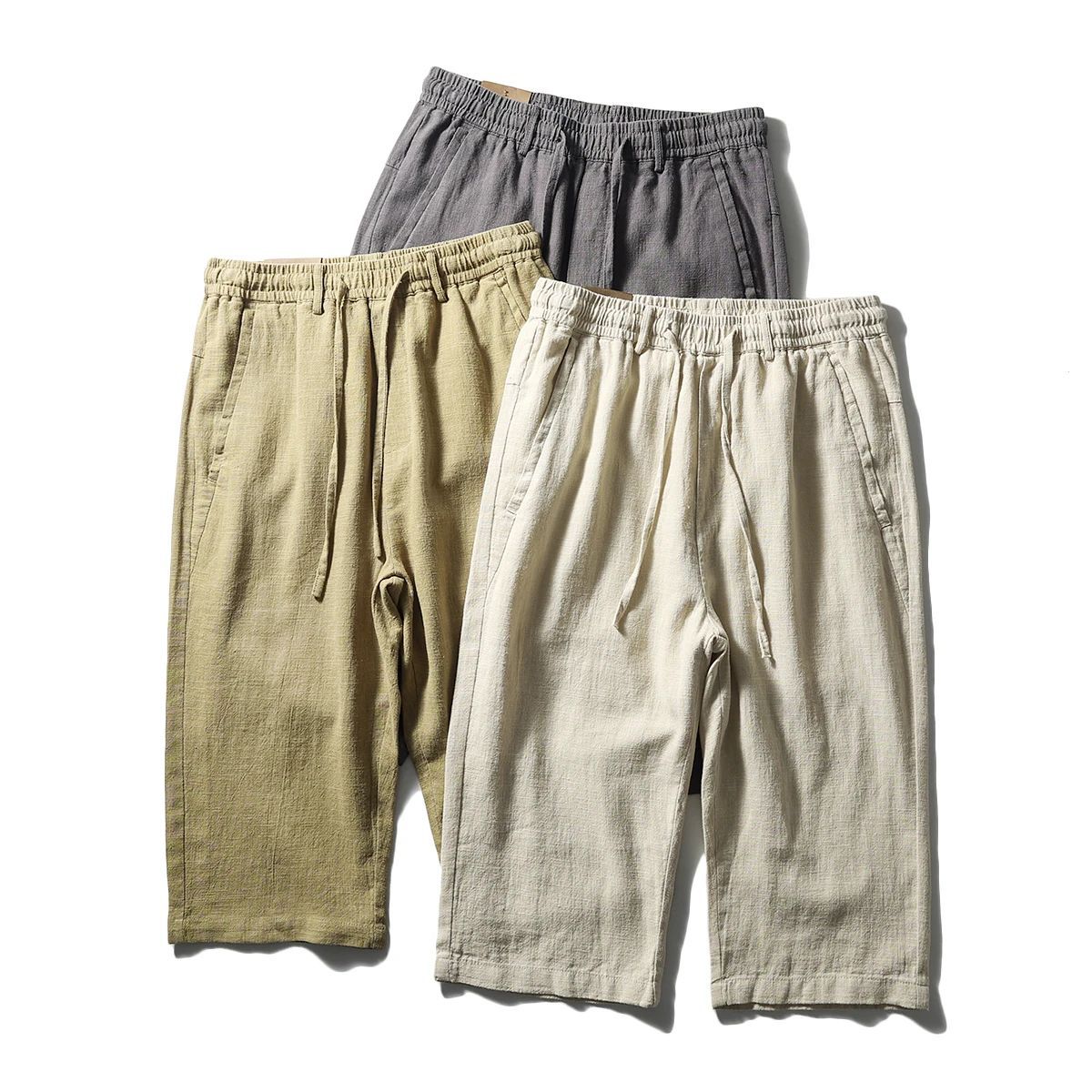 Casual Cool Breathable Cotton Linen Capri Pants