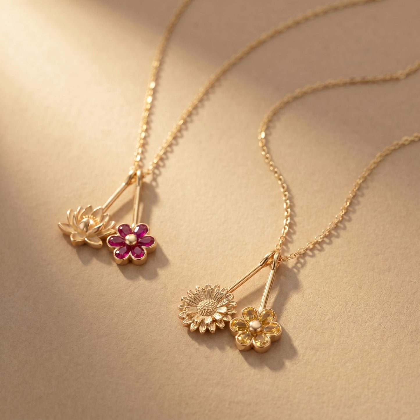 December Flower Pendant Birthstone Necklace