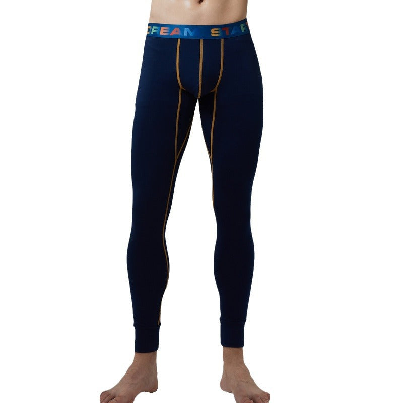 Men's Fall Winter Fashion Cartoon Printing Base Cotton-woolen Trouser Slim Fit Warm
