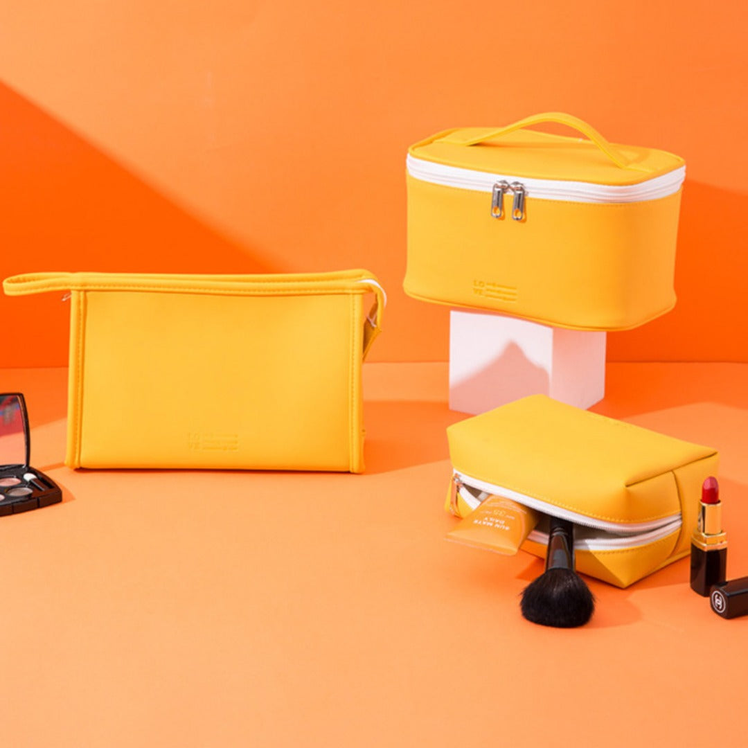 Makeup bags set,Large capacity gym cosmetic bag, PU waterproof cosmetic storage bag, 3pcs a set, makeup bag organizer for College Dorm Camp Gym