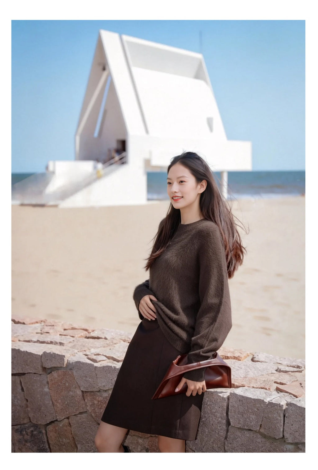 Womens Casual, Loose-fitting, Versatile Solid-color Sweater